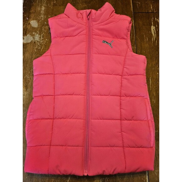 Puma Puffer Vest Girls Size Small 7/8 Bright Pink - Picture 1 of 4